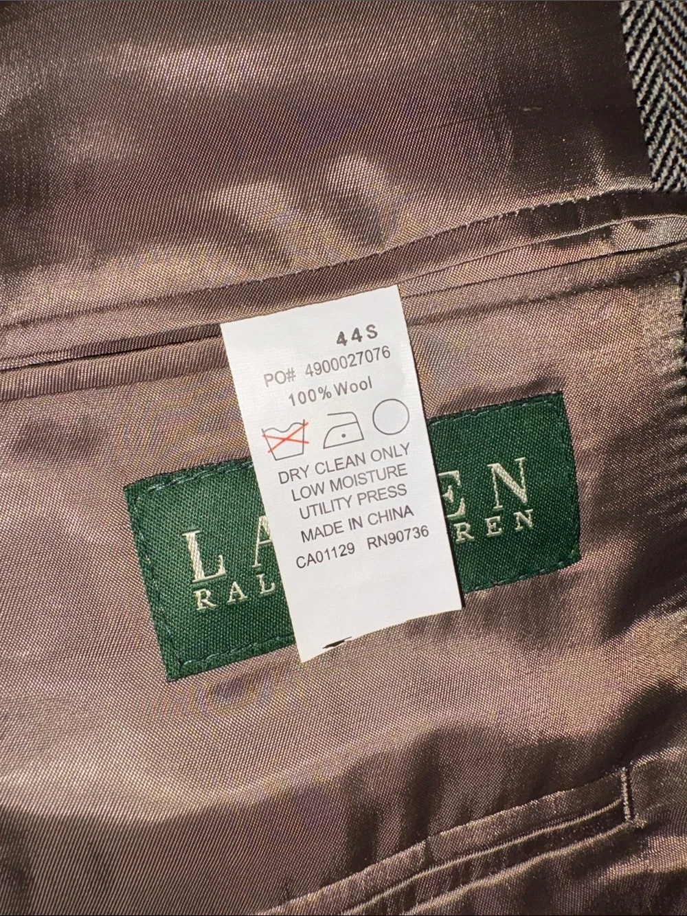Ralph Lauren Gray Herringbone Two-Button Sport Coat